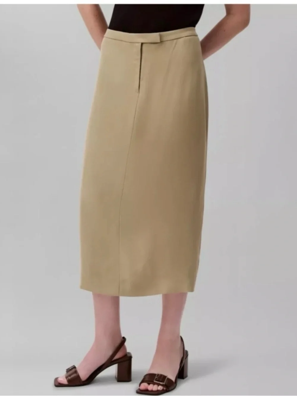 NWT Calvin Klein 1990s Style- Column Skirt Tan Neutral Minimalist Size 6